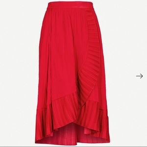 Mane Jonette Satin Red Skirt